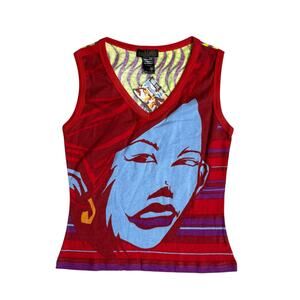Custo Barcelona Hayes Graphic Tank Top Womens Medium Euro Y2K Deadstock Vintage